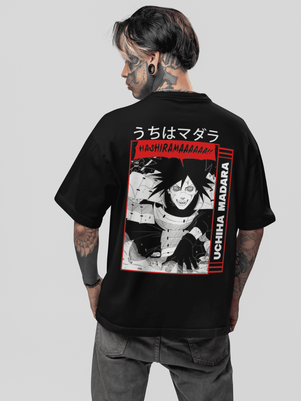 Uchiha Madara Black Oversized Printed T-Shirt for Men | SnazzyTrend