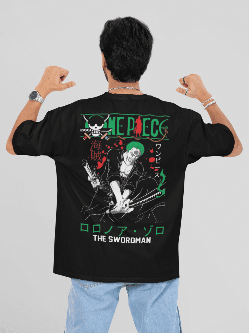 Swordsman Roronoa Black Oversized T-Shirt – One Piece Edition