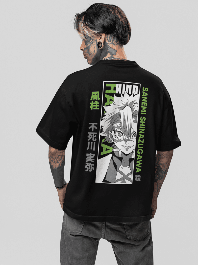 Sanemi Shinazugawa Black Oversized T-Shirt – Bold & Fearless Style!